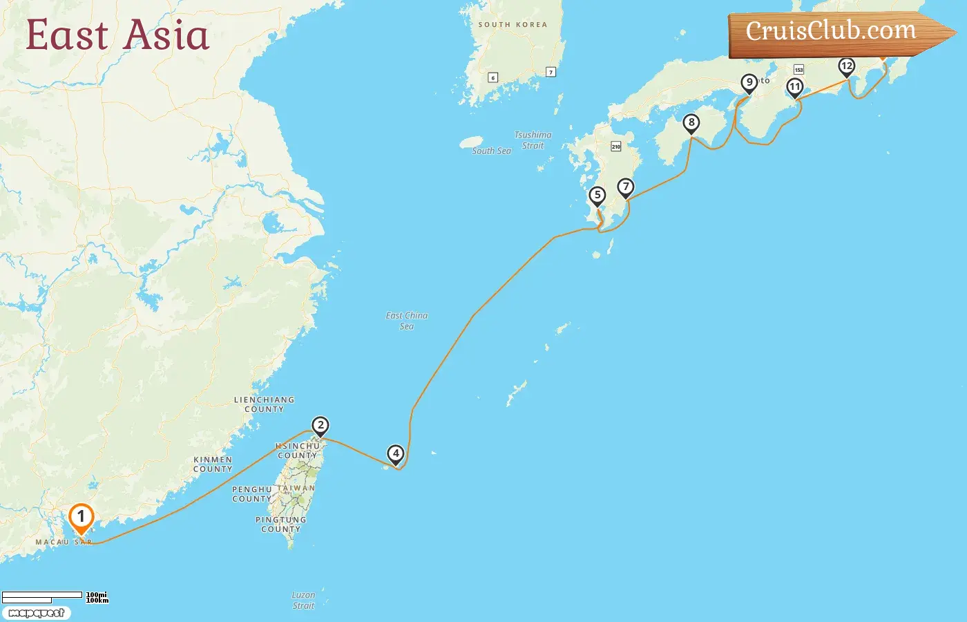 Kreuzfahrt in Ostasien von Hongkong nach Yokohama an Bord des Schiffes Seabourn Encore mit Stopps in Hongkong, Taiwan und Japan für 13 Tage