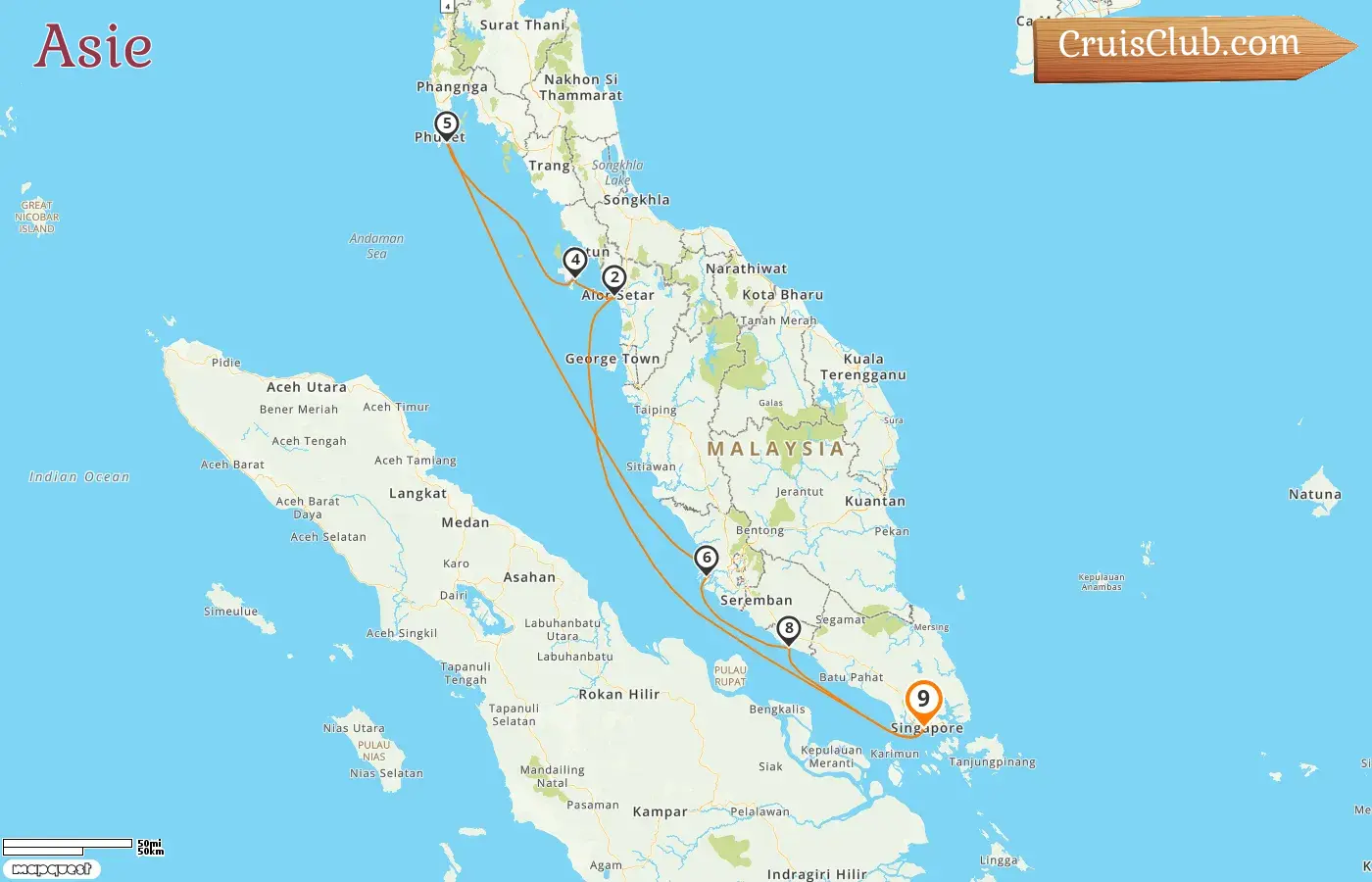 Croisière en Asie depuis Singapour à bord du navire Seabourn Encore avec escales à Singapour, en Malaisie et en Thaïlande pendant 9 jours