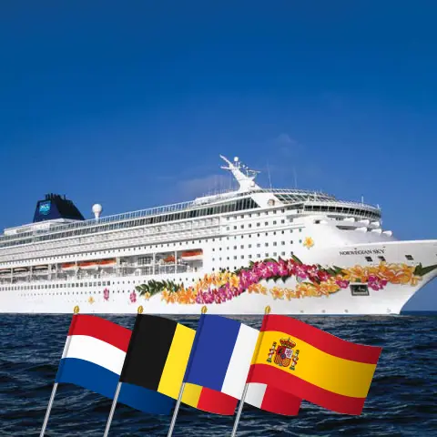 Cruise in the Western Europe from Southampton to Barcelona aboard Norwegian Sky ship with visits to Netherlands, Belgium, France, and Spain for 12 days
