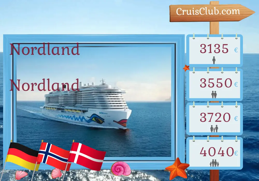 Cruzeiro no Norte a partir de Hamburgo a bordo do navio AIDAnova com visitas à Alemanha, Noruega e Dinamarca por 15 dias