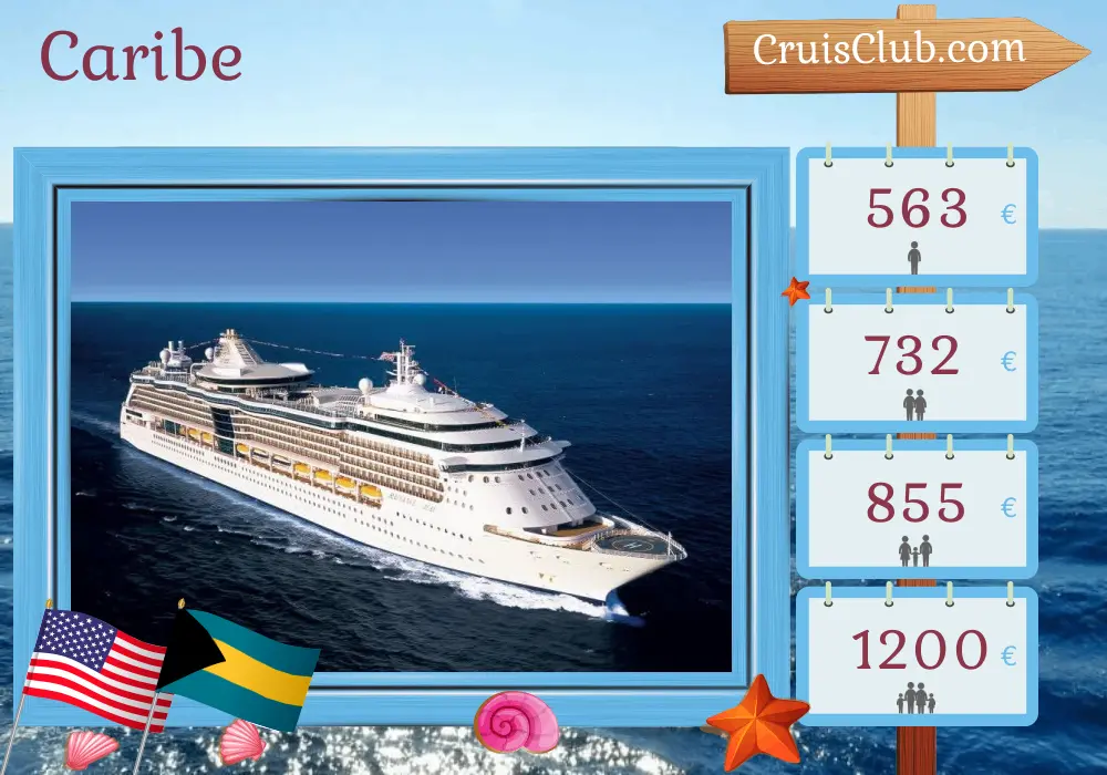 Cruzeiro no Caribe a partir de Fort Lauderdale a bordo do navio Radiance of the Seas com visitas aos EUA e Bahamas por 4 dias