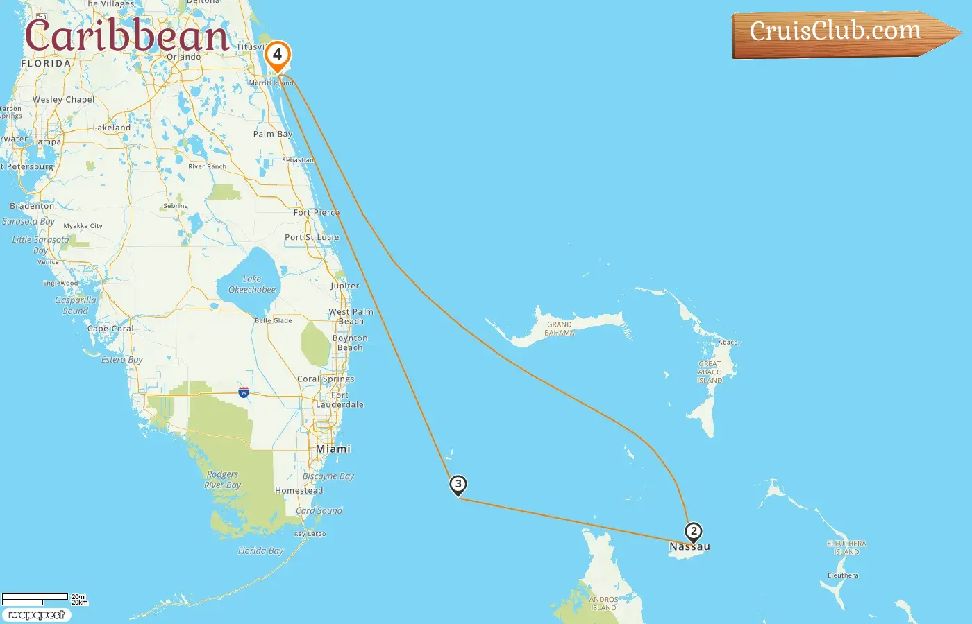 Cruise in the Caribbean from Port Canaveral / Orlando aboard MSC Grandiosa ship with visits to USA and Bahamas for 4 days