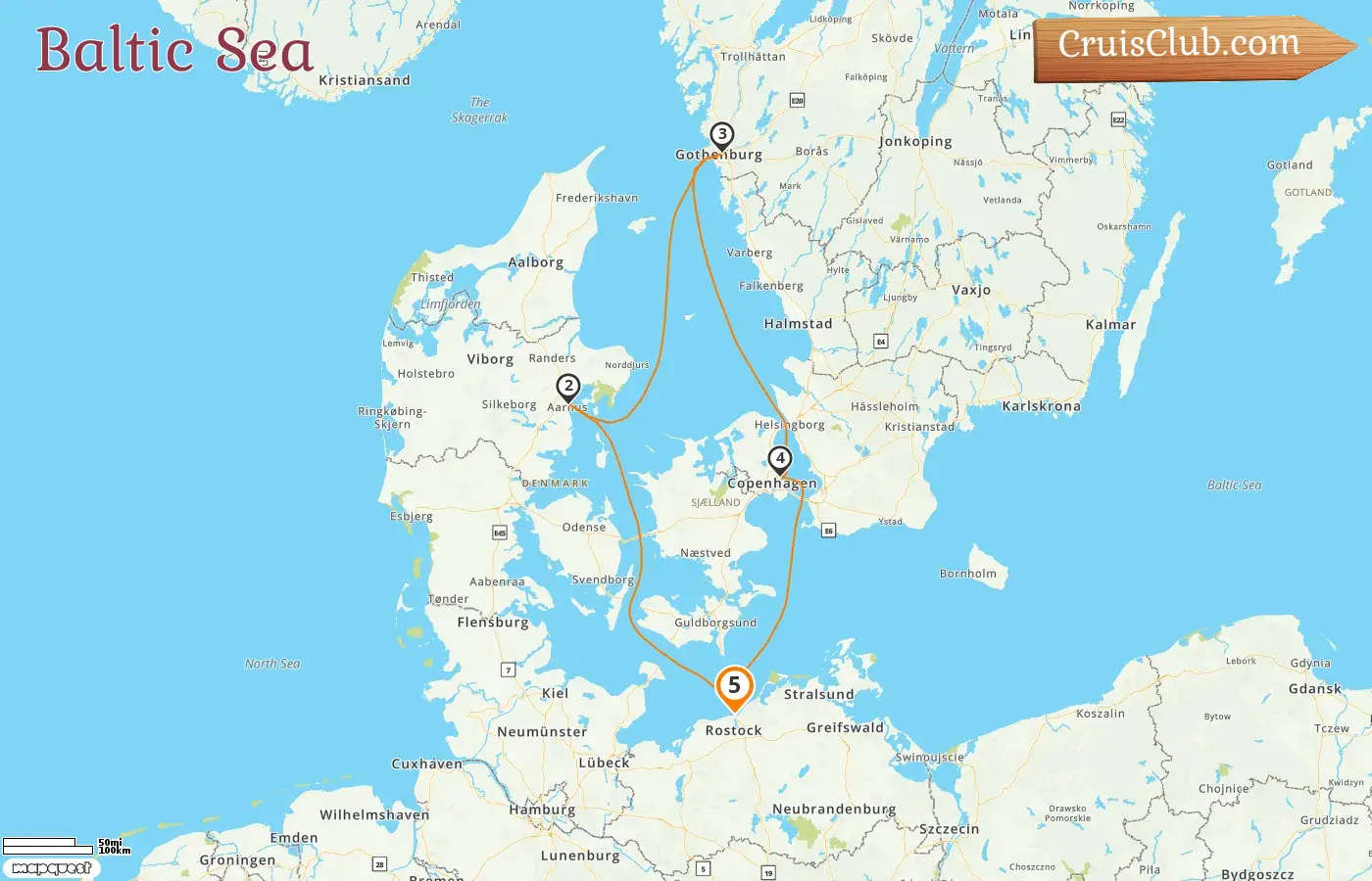 Baltic Sea Cruise from Warnemünde on board AIDAmar with stops in Germany and Denmark for 5 days