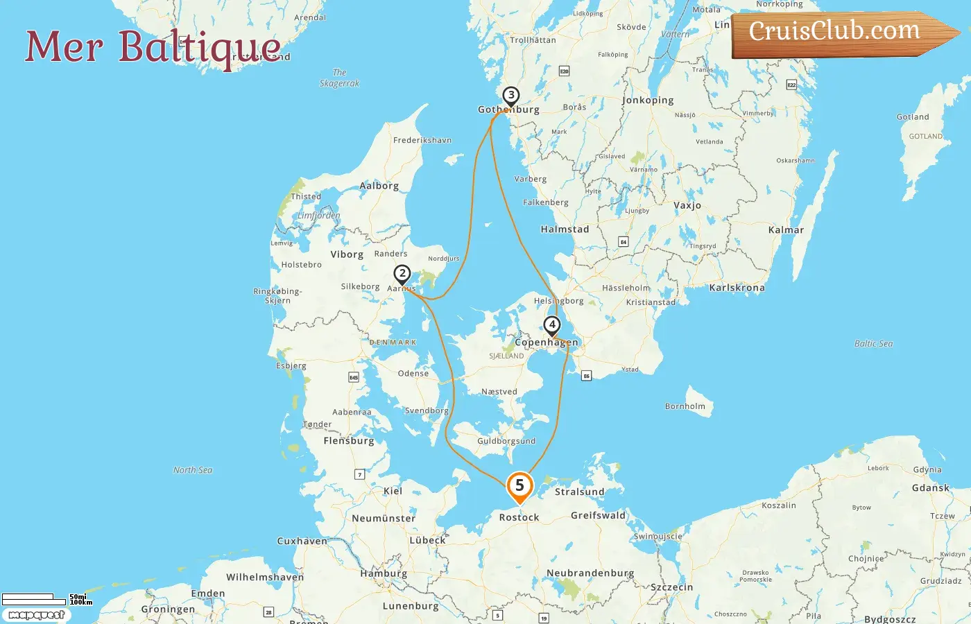 Croisière en mer Baltique au départ de Warnemünde à bord du navire AIDAmar avec des escales en Allemagne et au Danemark pendant 5 jours