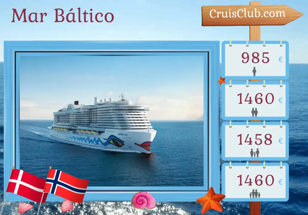 Crucero en el Mar Báltico desde Kiel a bordo del barco AIDAnova con visitas a Dinamarca y Noruega durante 5 días