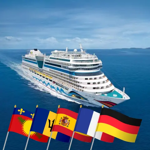 Cruise in the Transatlantic from La Romana to Hamburg aboard AIDAsol ship with visits to Guadeloupe, Saint Vincent and the Grenadines, Barbados, Spain, France, and Germany for 30 days