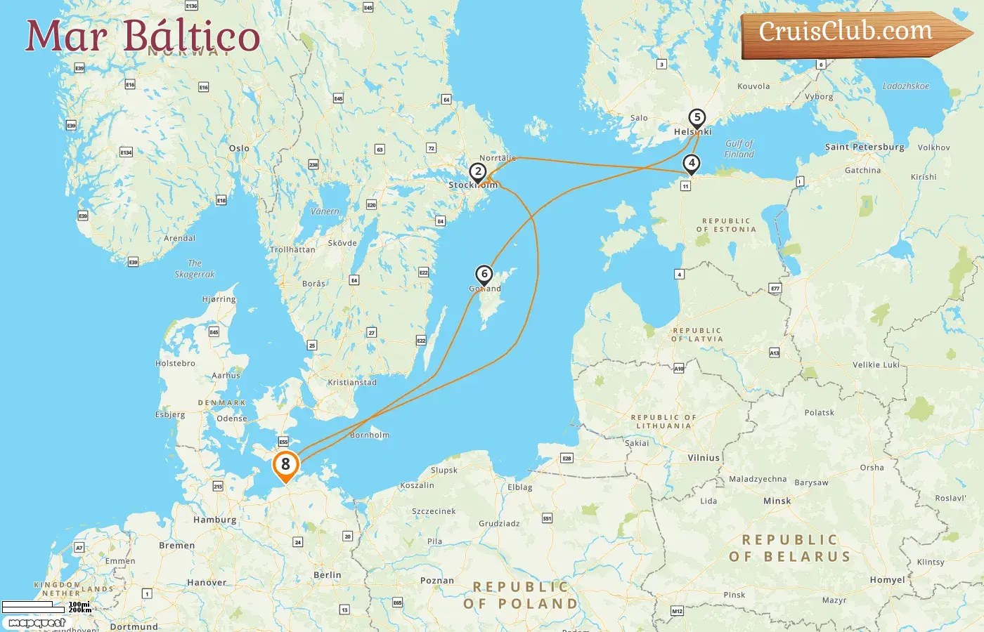 Crucero por el Mar Báltico desde Warnemünde a bordo del barco AIDAdiva con visitas a Alemania, Suecia, Estonia y Finlandia durante 8 días