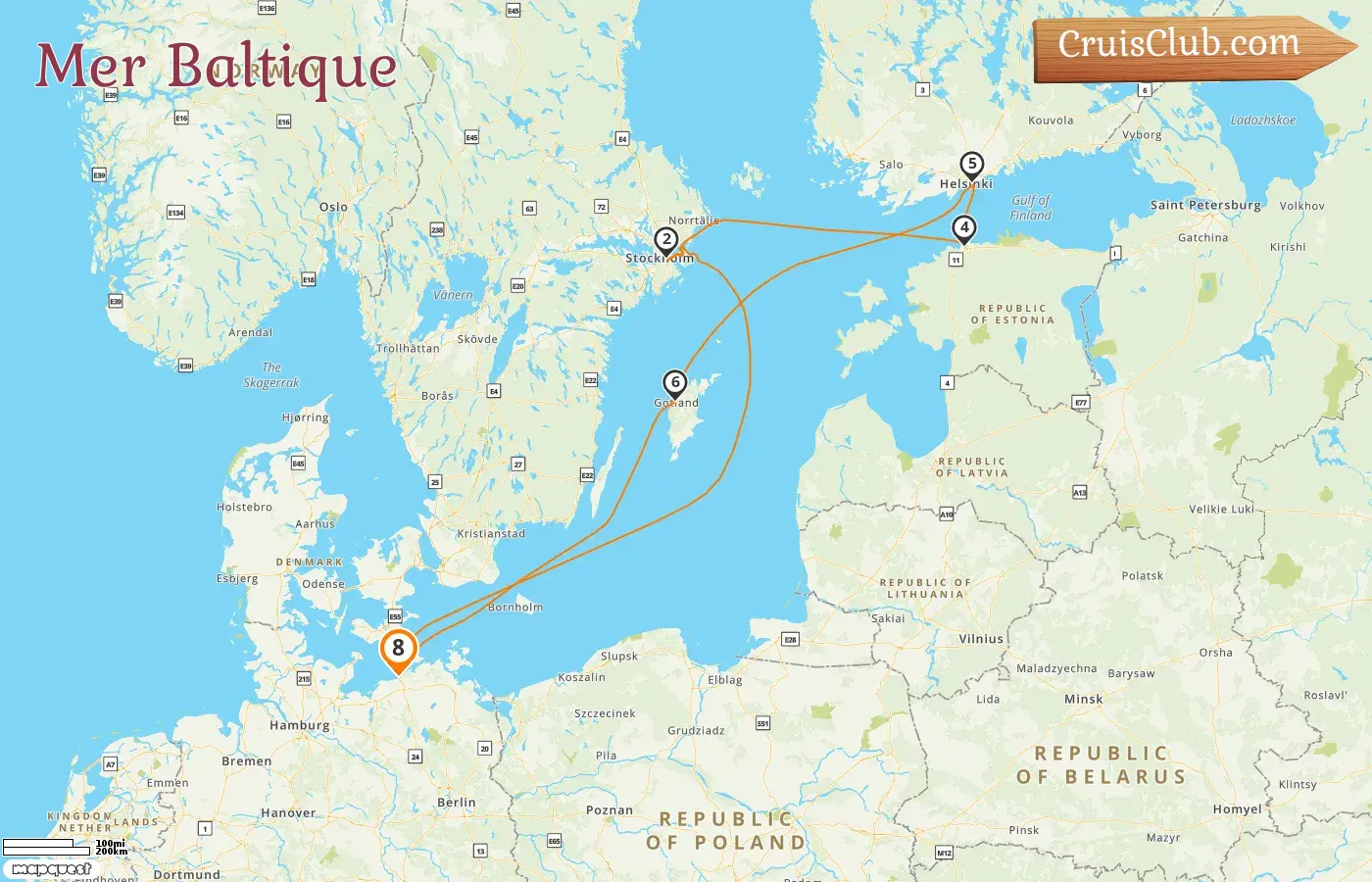 Croisière en mer Baltique depuis Warnemünde à bord du navire AIDAdiva avec des escales en Allemagne, en Suède, en Estonie et en Finlande pendant 8 jours