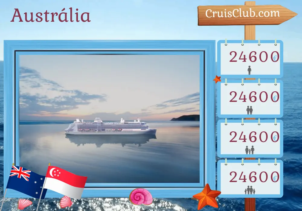 Cruzeiro na Austrália de Sydney a Cingapura a bordo do navio Silver Nova com visitas à Austrália, Indonésia e Singapura por 19 dias