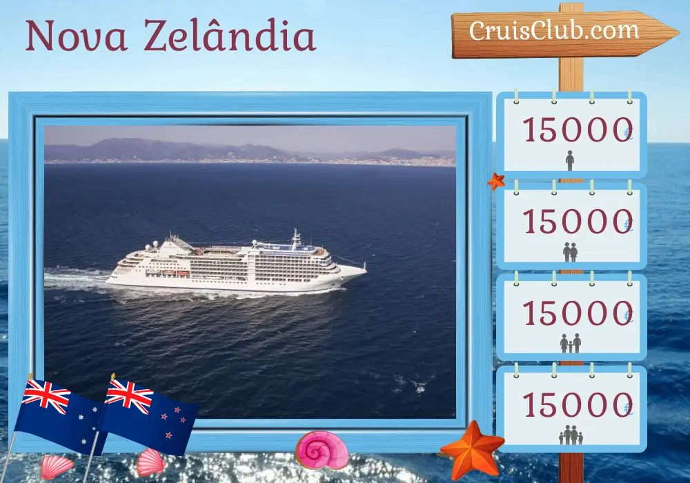 Cruzeiro de Melbourne a Auckland a bordo do navio Silver Moon com visitas à Austrália e Nova Zelândia por 17 dias