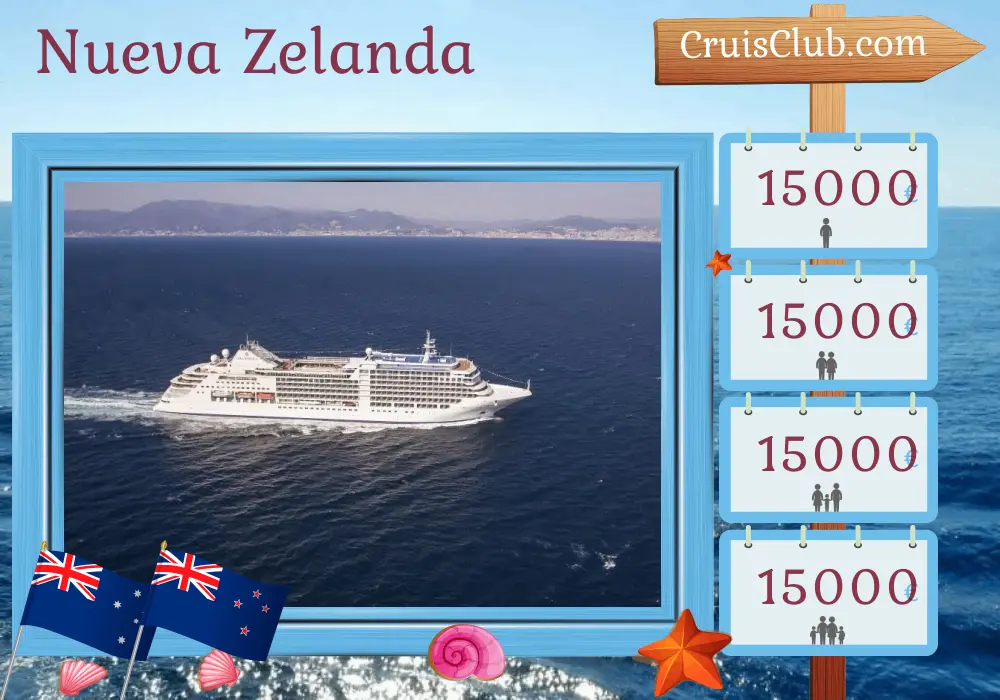 Crucero en Nueva Zelanda de Melbourne a Auckland a bordo del barco Silver Moon con visitas a Australia y Nueva Zelanda durante 17 días