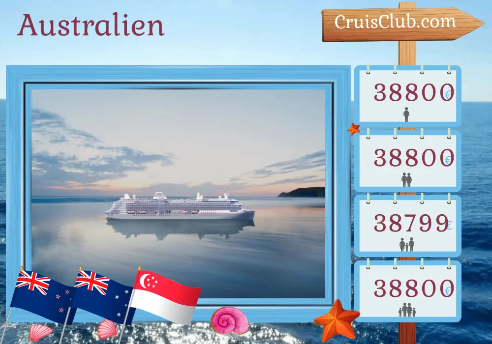 Kreuzfahrt in Australien von Auckland nach Singapur an Bord des Schiffes Silver Nova mit Besuchen in Neuseeland, Australien, Indonesien und Singapur für 35 Tage