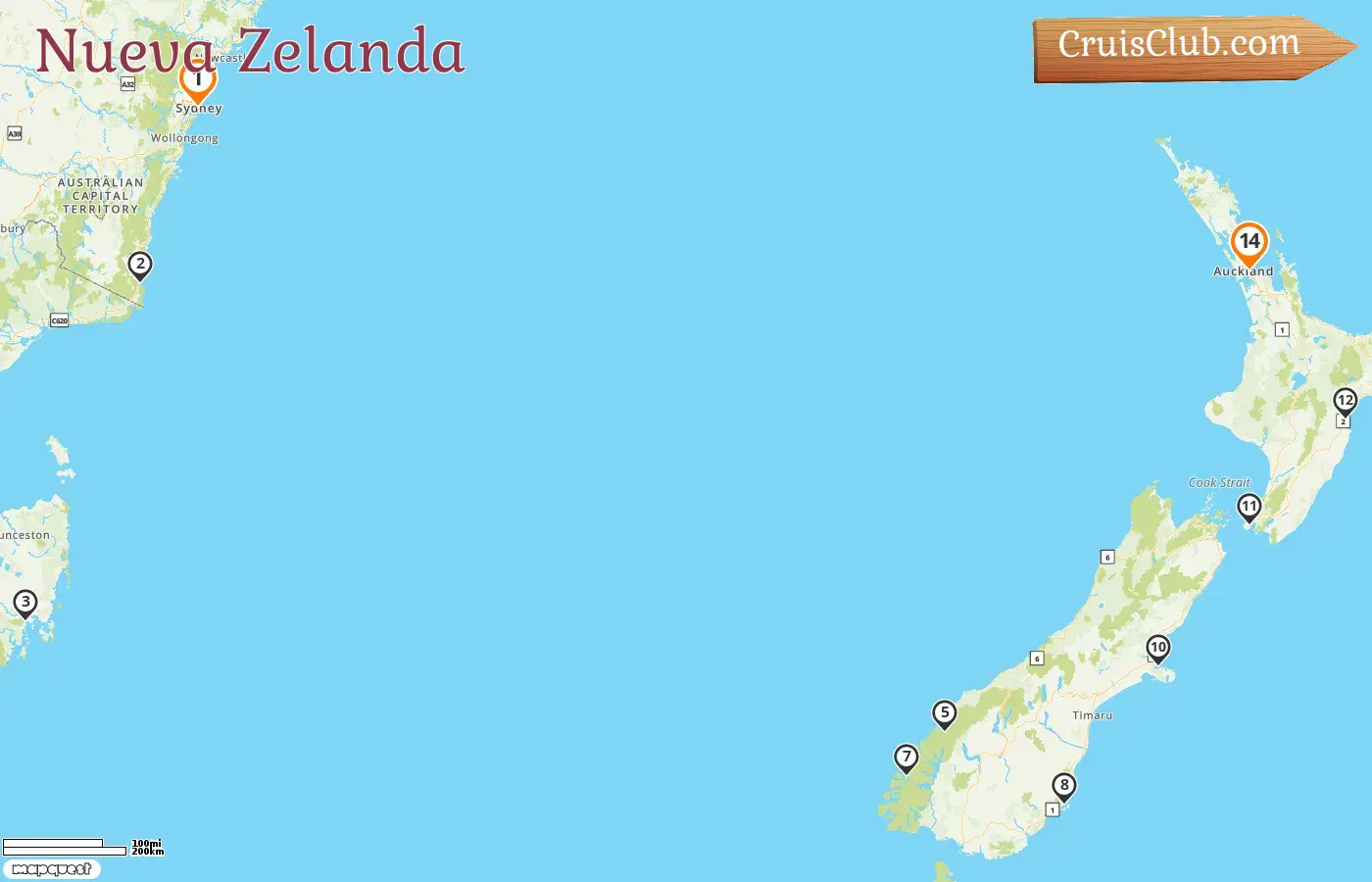 Crucero en Nueva Zelanda de Sídney a Auckland a bordo del barco Silver Nova con visitas a Australia y Nueva Zelanda durante 14 días