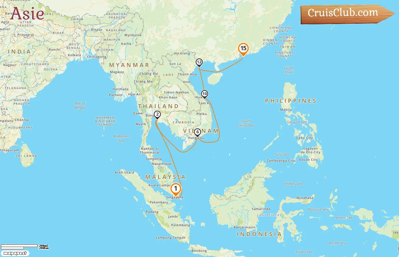 Croisière en Asie de Singapour à Hong Kong à bord du navire Silver Nova avec des escales à Singapour, en Thaïlande, au Vietnam et à Hong Kong pendant 15 jours