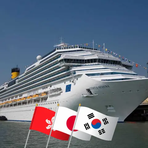 Cruise in the East Asia from Hong Kong aboard Costa Serena ship with visits to Hong Kong, Taiwan, Japan, and South Korea for 15 days
