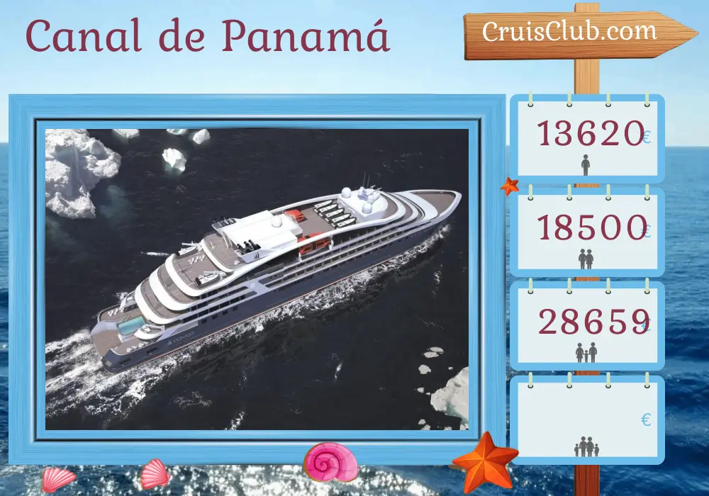 Crucero por el Canal de Panamá de Puntarenas a Cristóbal a bordo del barco Le Champlain con visitas a Costa Rica y Panamá durante 11 días