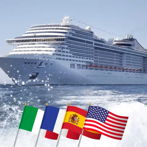 Cruise in the Transatlantic from Genoa to Miami aboard MSC Divina ship with visits to Italy, France, Spain, Puerto Rico, and USA for 20 days