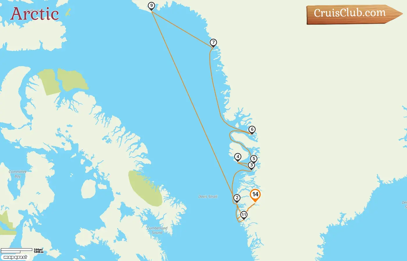 Cruise in the Arctic from Kangerlussuaq aboard L`Austral ship with visits to Greenland for 14 days