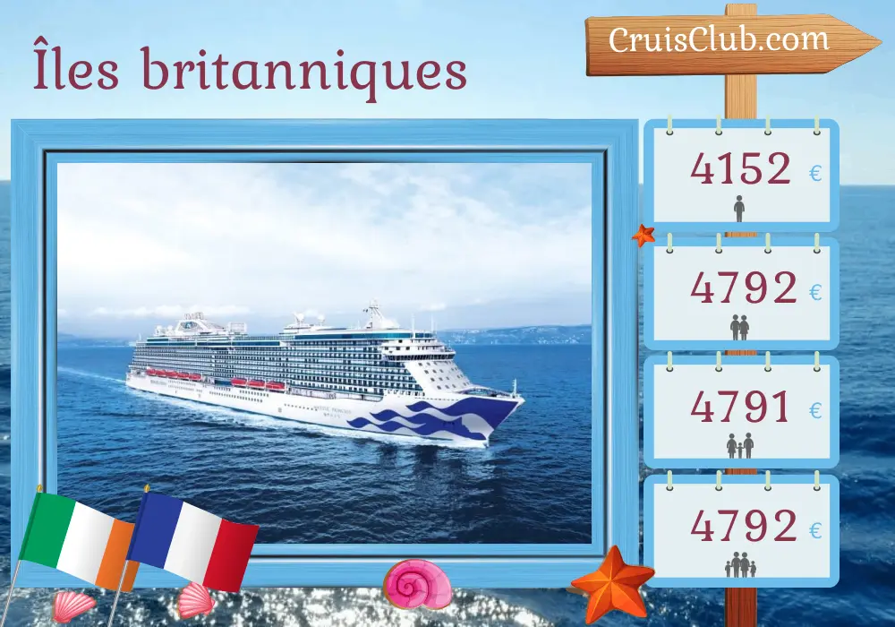 Croisière dans les îles britanniques au départ de Southampton à bord du navire Majestic Princess avec des escales en Irlande et en France pendant 13 jours