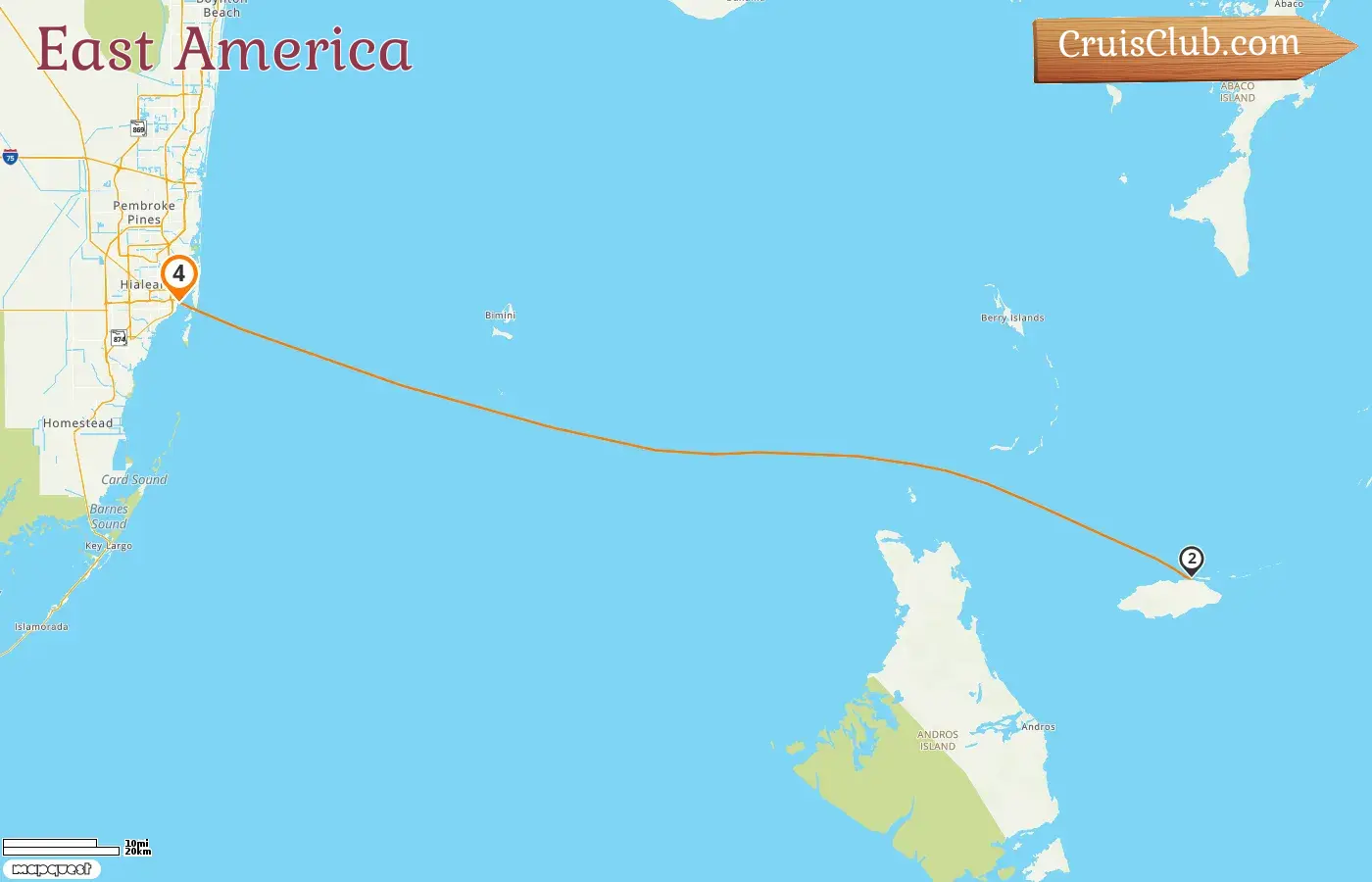 Cruise in the East America from Miami aboard MSC Divina ship with visits to USA and Bahamas for 4 days