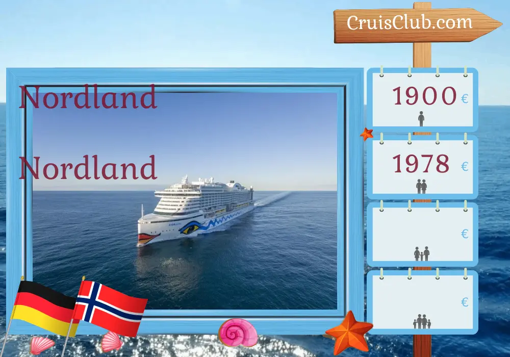 Cruzeiro no Norte a partir de Hamburgo a bordo do navio AIDAprima, com visitas à Alemanha e Noruega por 6 dias