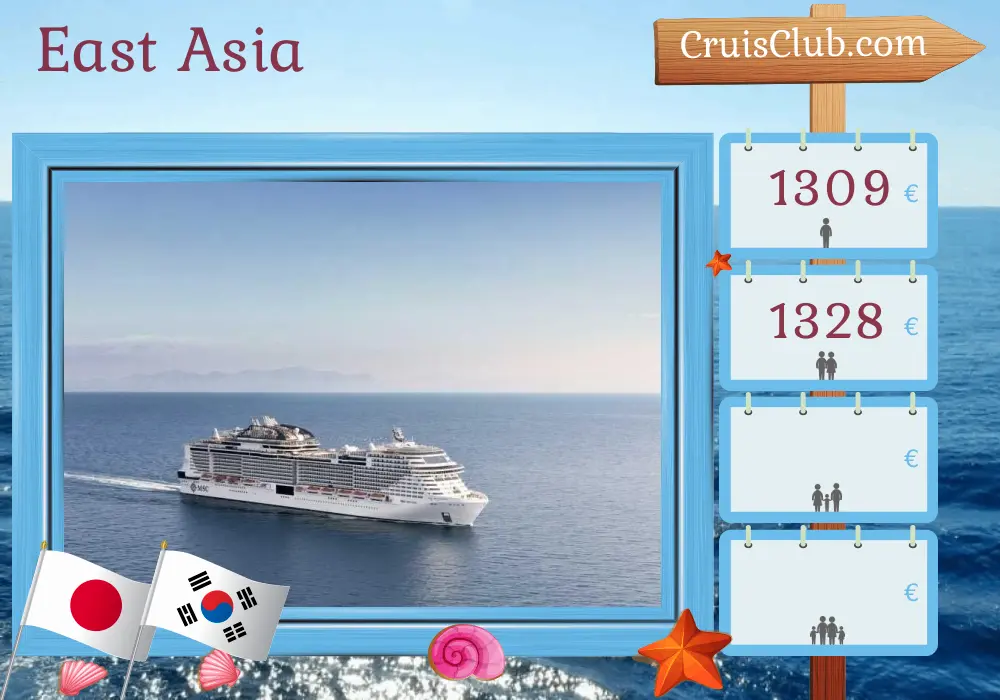 Cruise in the East Asia from Tokyo aboard MSC Bellissima ship with visits to Japan and South Korea for 6 days