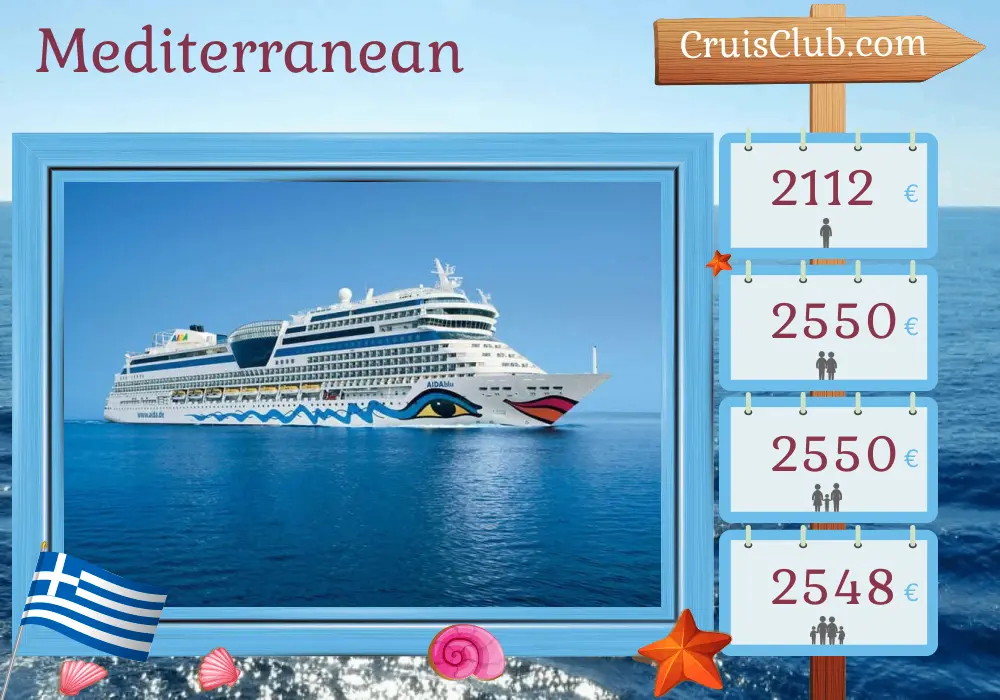 Cruise in the Mediterranean from Corfu aboard AIDAblu ship with visits to Greece and Turkey for 8 days