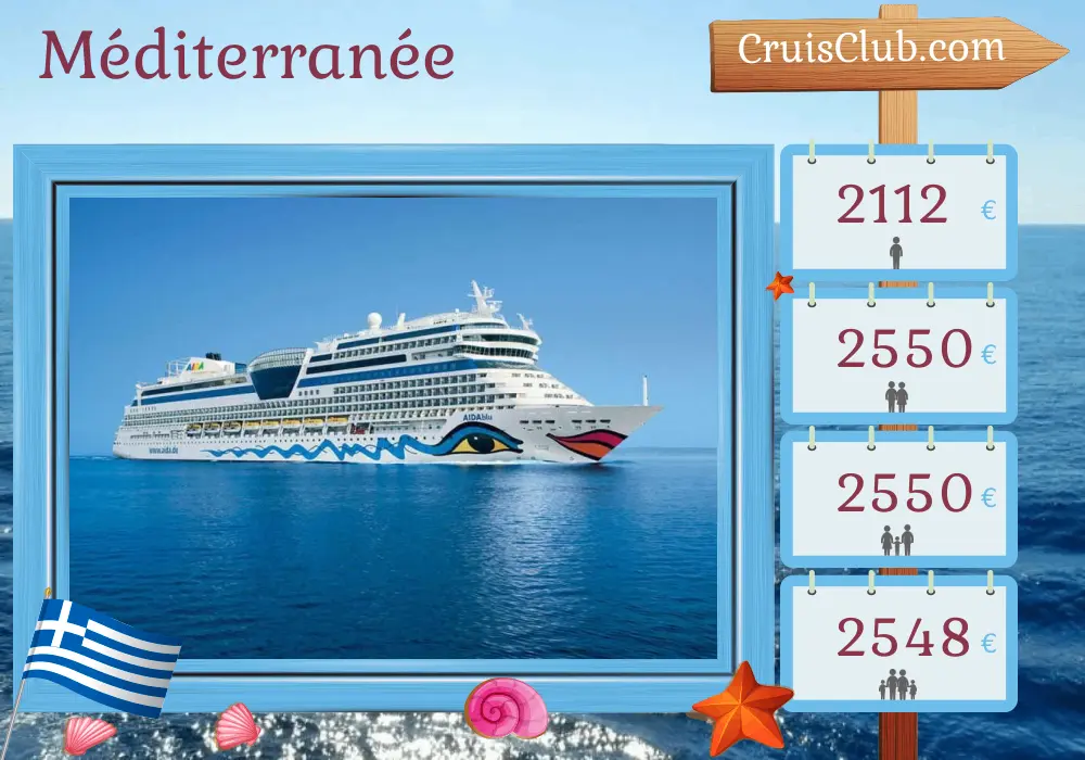 Croisière en Méditerranée depuis Corfou à bord du navire AIDAblu avec des visites en Grèce et en Turquie pendant 8 jours