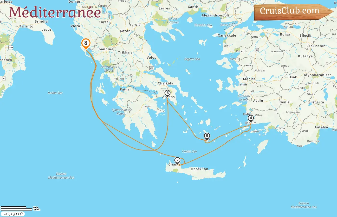 Croisière en Méditerranée depuis Corfou à bord du navire AIDAblu avec des visites en Grèce et en Turquie pendant 8 jours
