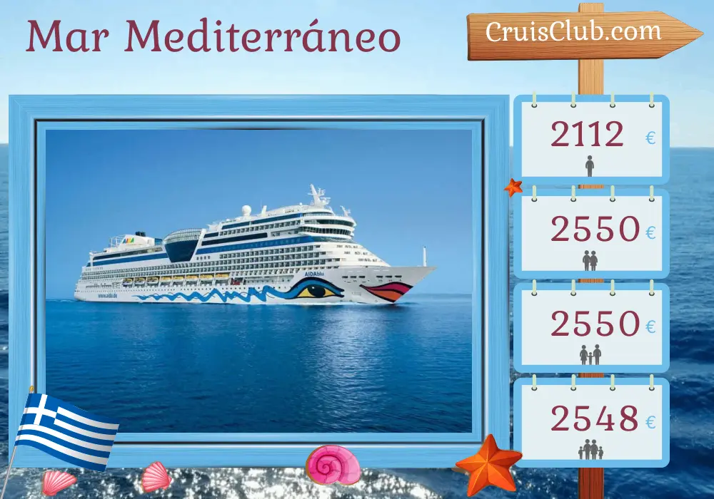 Crucero por el Mediterráneo desde Corfú a bordo del barco AIDAblu con visitas a Grecia y Turquía durante 8 días