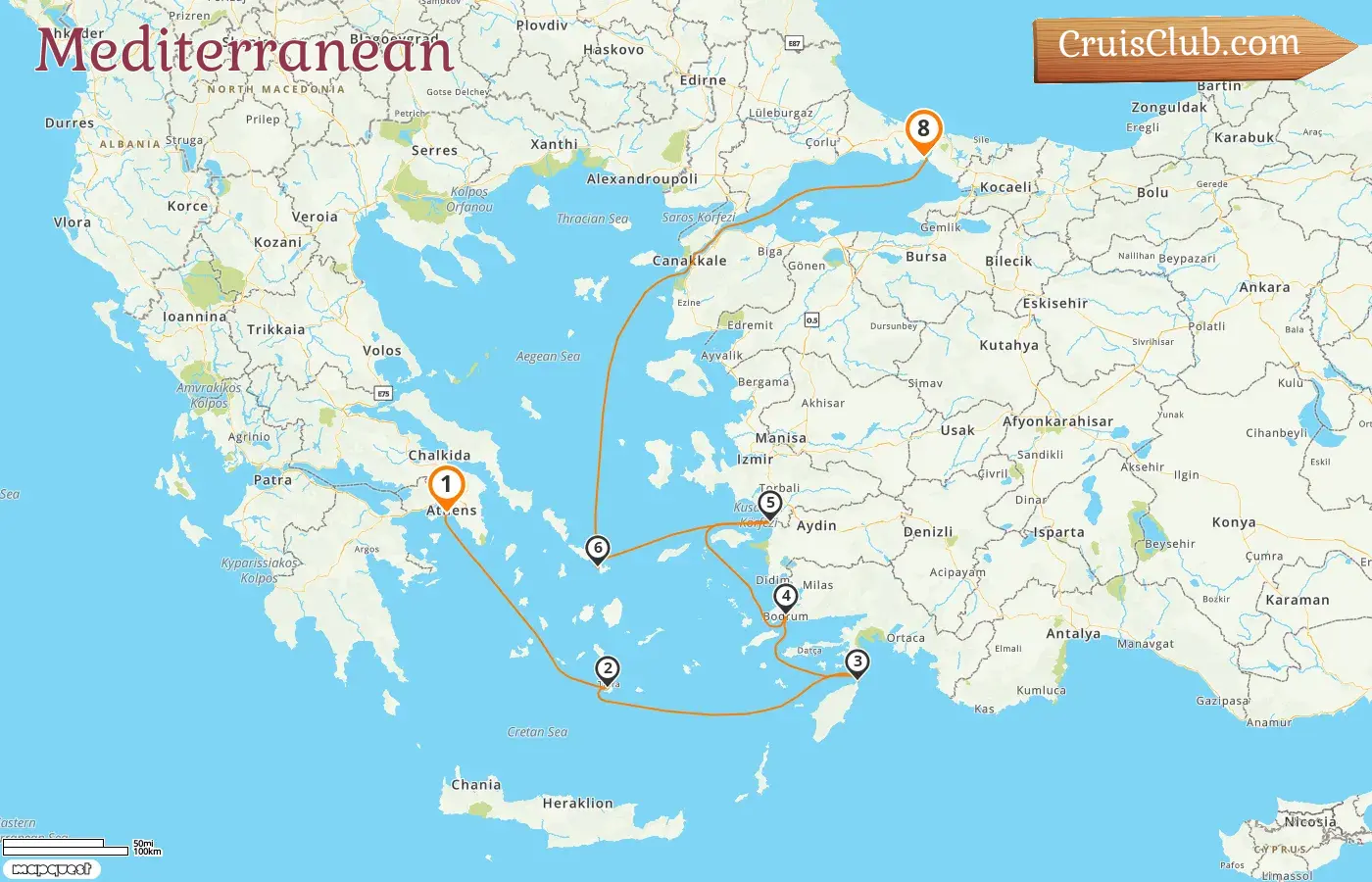 Cruise in the Mediterranean from Piraeus to Istanbul aboard Rhapsody of the Seas ship with visits to Greece and Turkey for 8 days