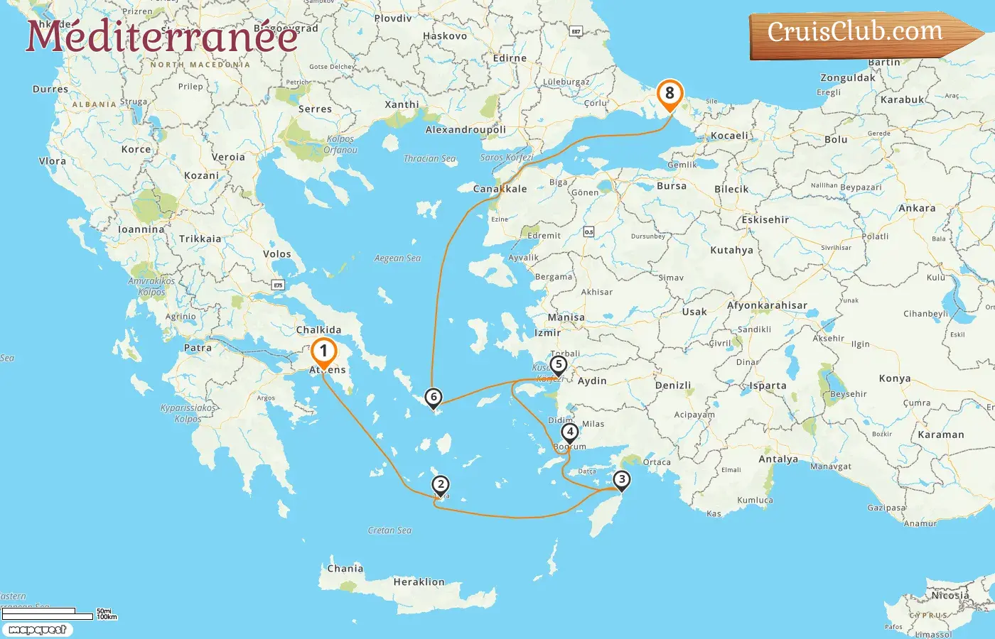 Croisière en Méditerranée de Le Pirée à Istanbul à bord du navire Rhapsody of the Seas avec des visites en Grèce et en Turquie pendant 8 jours