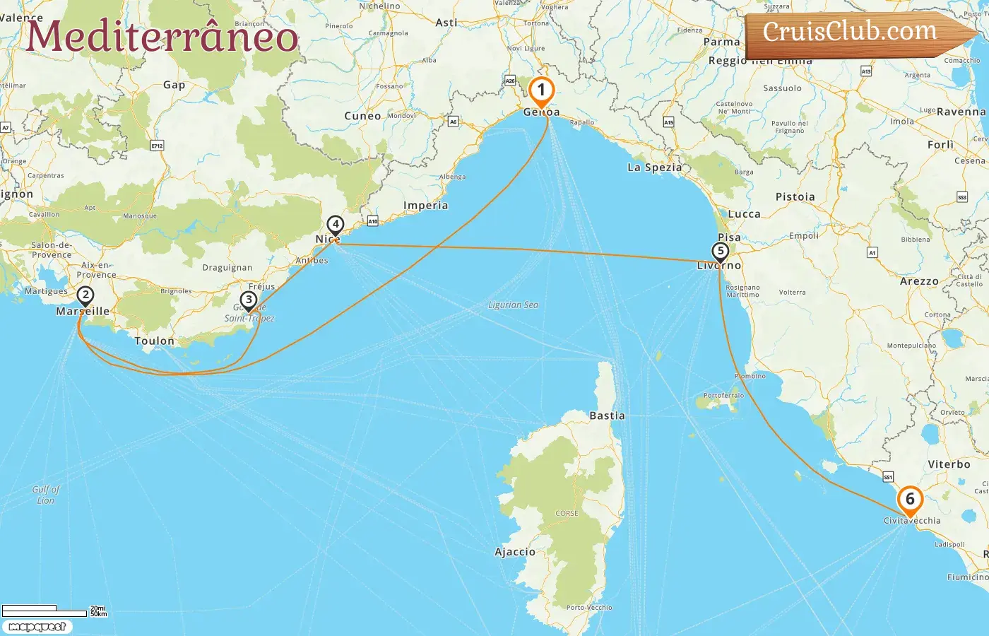 Cruzeiro no Mediterrâneo de Gênova a Civitavecchia a bordo do navio EXPLORA III com visitas à Itália e França por 6 dias