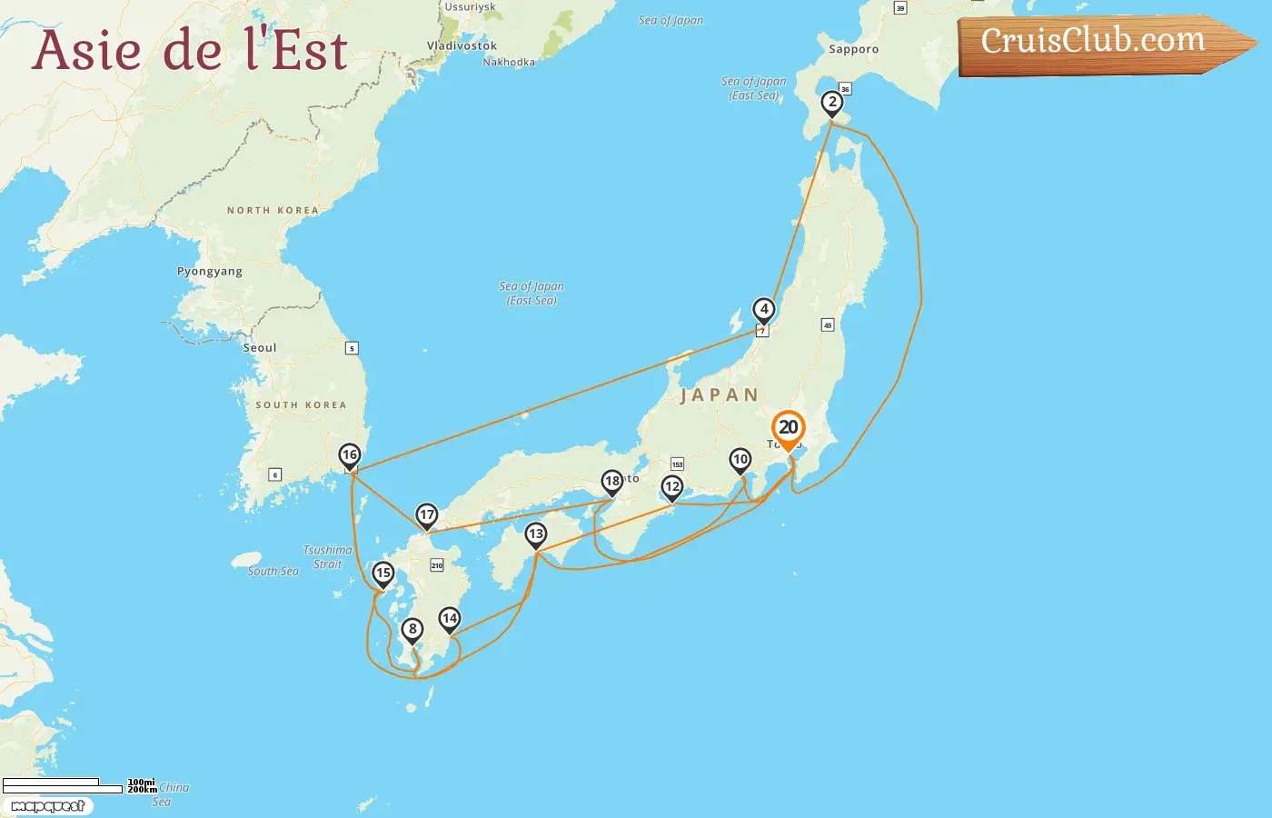 Croisière en Asie de l`Est au départ de Yokohama à bord du navire Diamond Princess avec des visites au Japon et en Corée du Sud pendant 20 jours