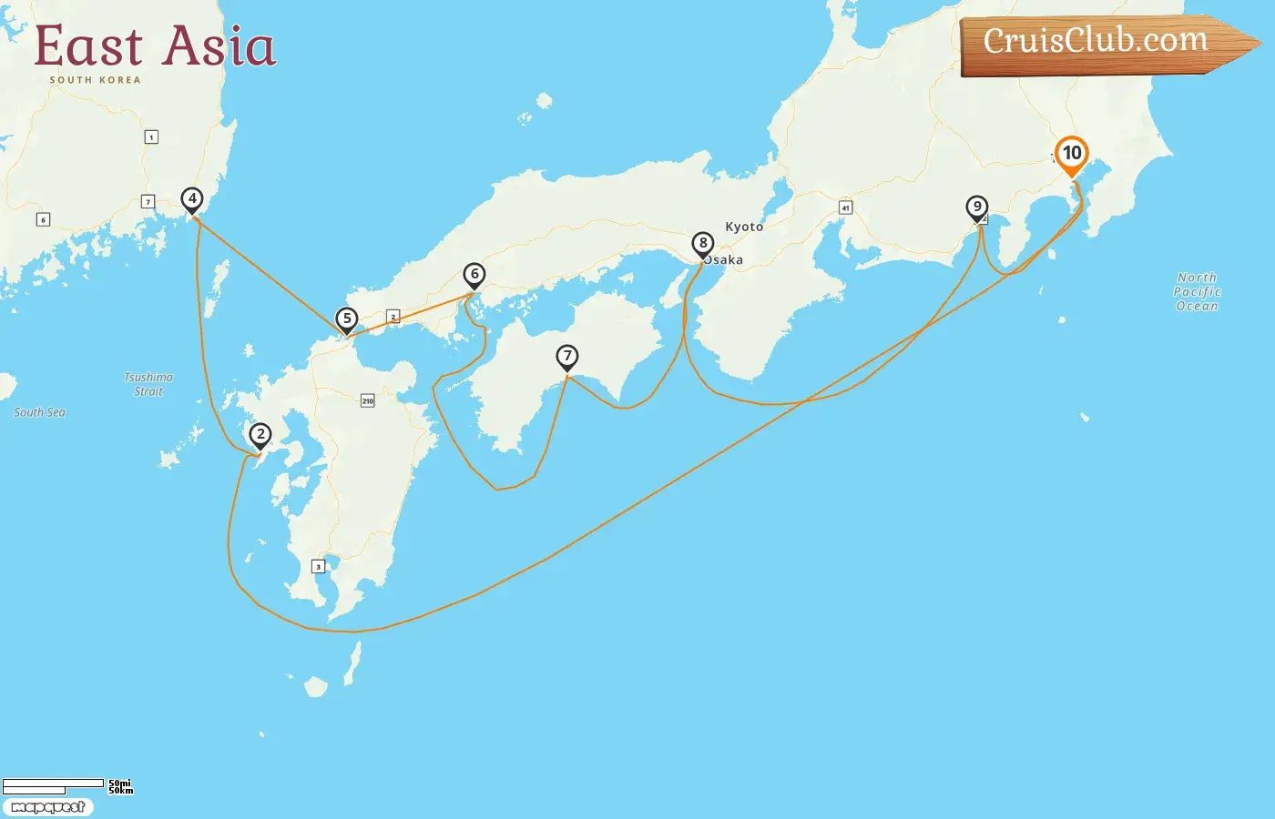Cruise in the East Asia from Yokohama aboard Diamond Princess ship with visits to Japan and South Korea for 10 days