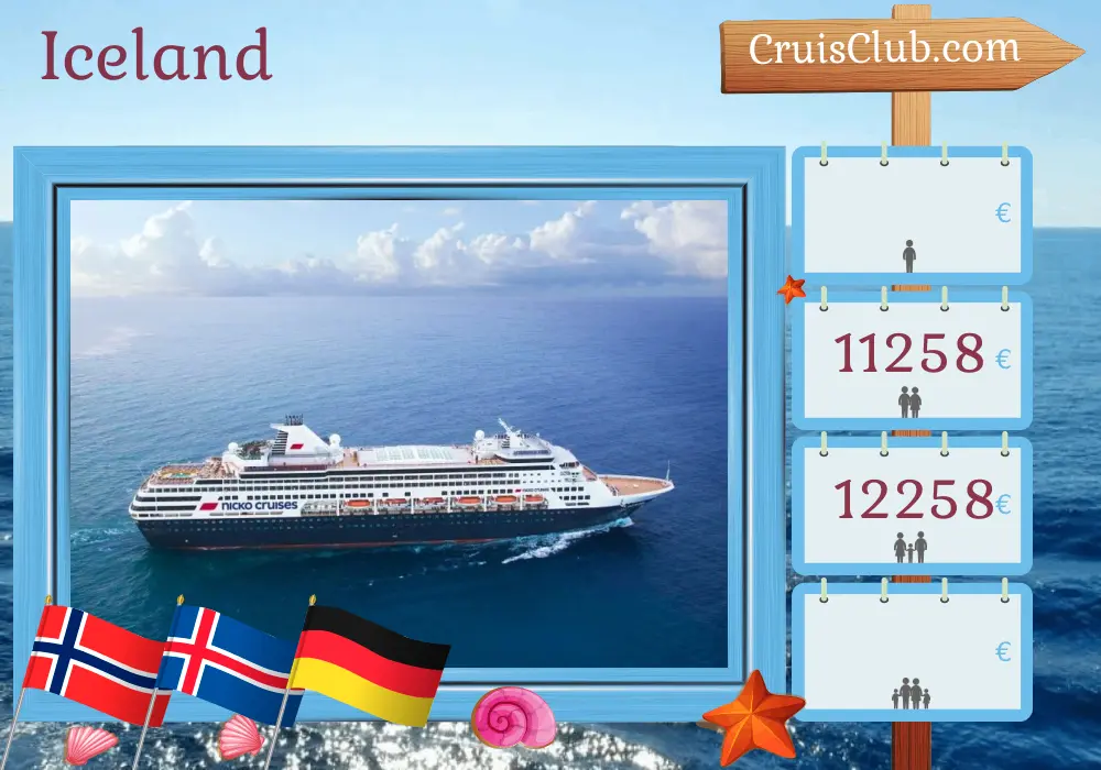 Cruise in the Iceland from Kiel to Hamburg aboard Vasco da Gama ship with visits to Norway, Iceland, and Germany for 19 days