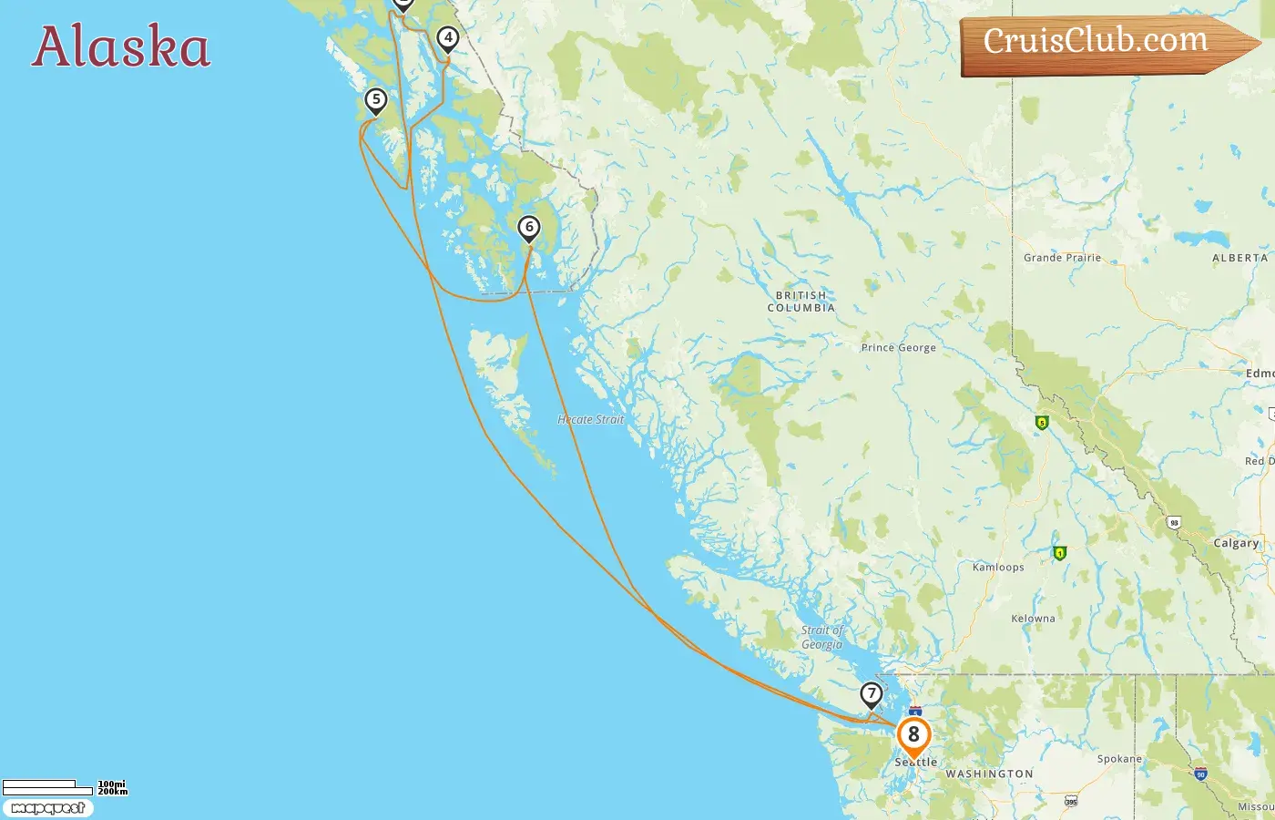 Cruise in the Alaska from Seattle aboard Eurodam ship with visits to USA and Canada for 8 days