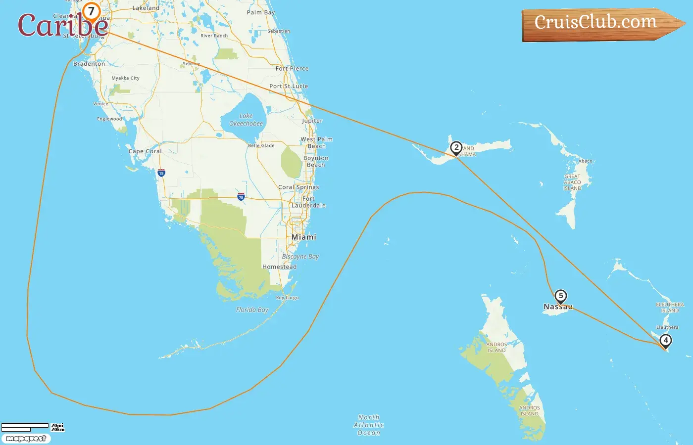 Crucero por el Caribe desde Tampa a bordo del barco Carnival Paradise con visitas a Estados Unidos y Bahamas durante 7 días