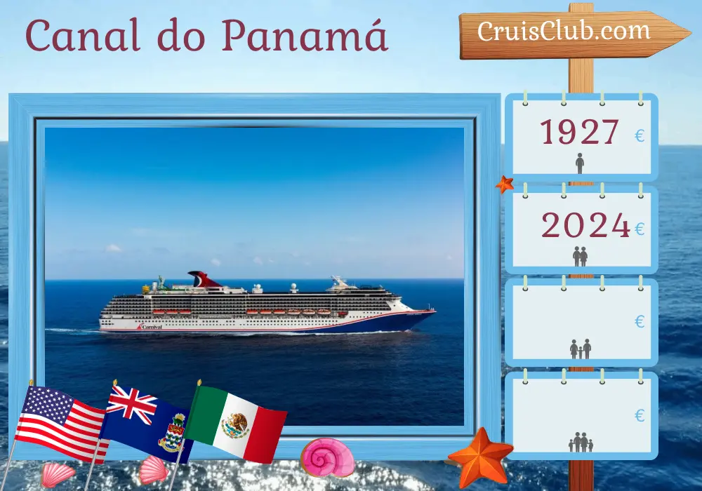 Cruzeiro no Canal do Panamá de Tampa a Seattle a bordo do navio Carnival Miracle com visitas aos EUA, Ilhas Cayman, Colômbia, Panamá, Costa Rica e México por 17 dias