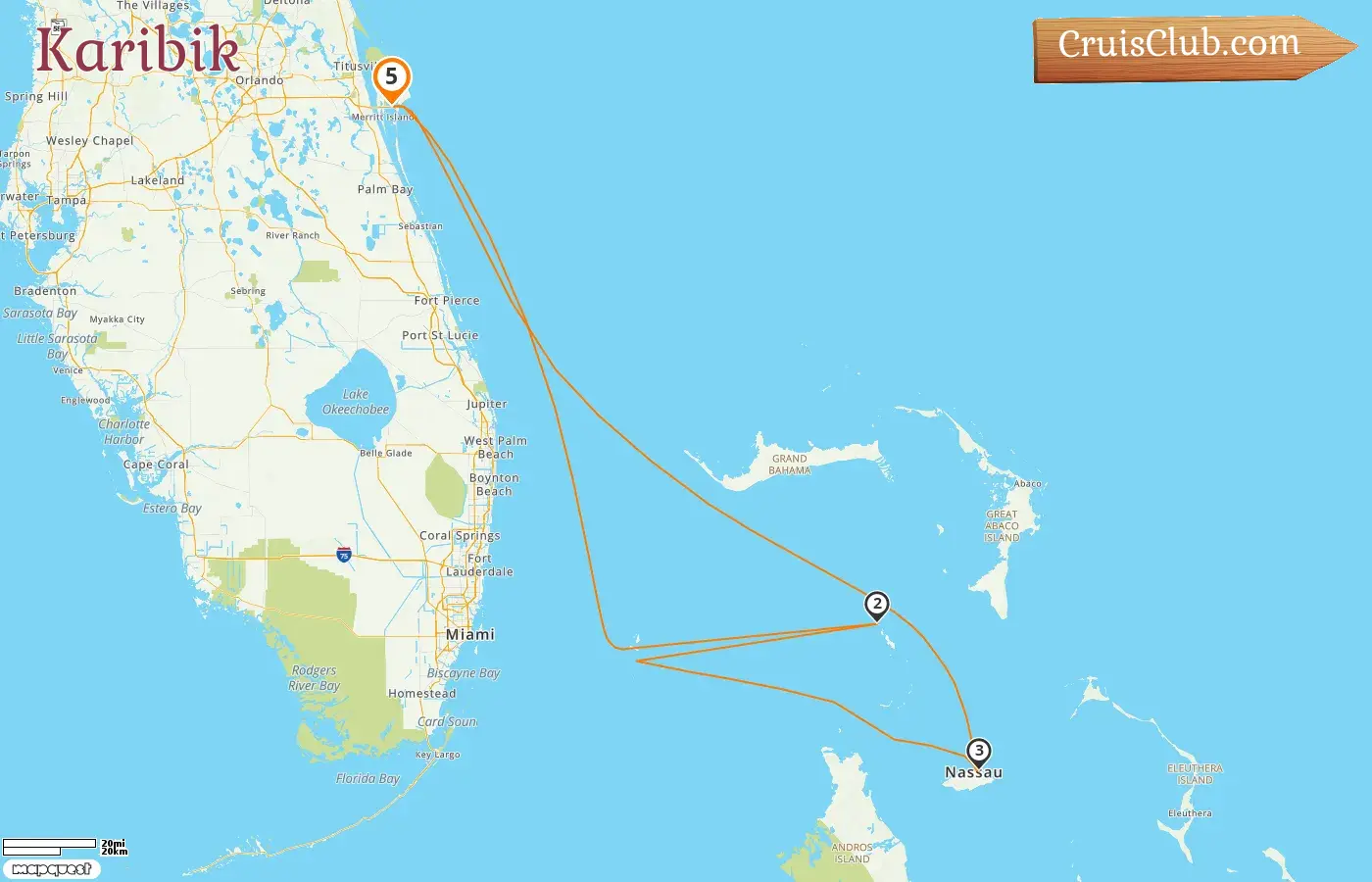 Kreuzfahrt in der Karibik ab Port Canaveral / Orlando an Bord des Schiffes Norwegian Joy mit Stopps in den USA und auf den Bahamas für 5 Tage