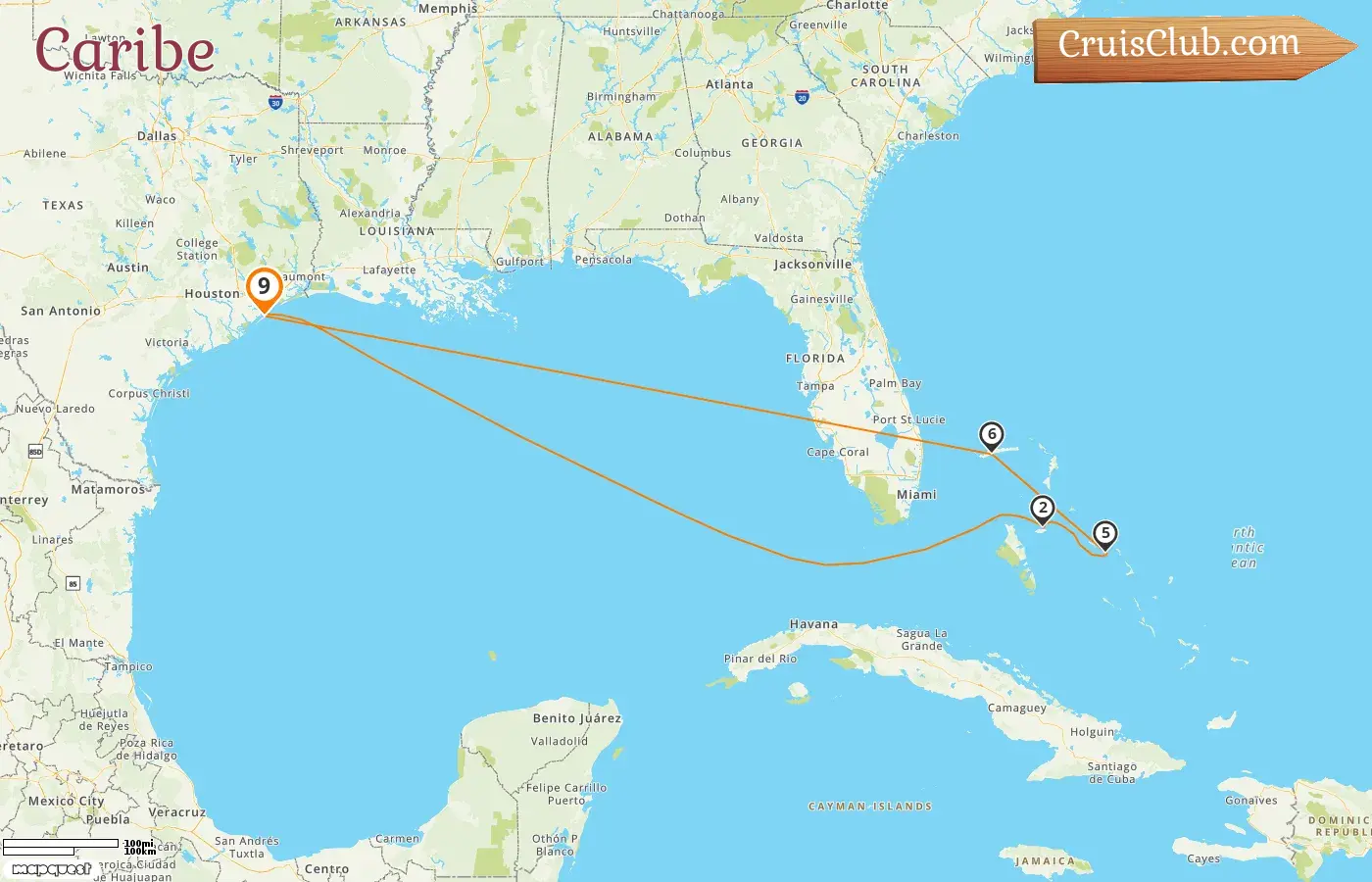 Crucero por el Caribe desde Galveston a bordo del barco Carnival Jubilee con visitas a Estados Unidos y Bahamas durante 9 días
