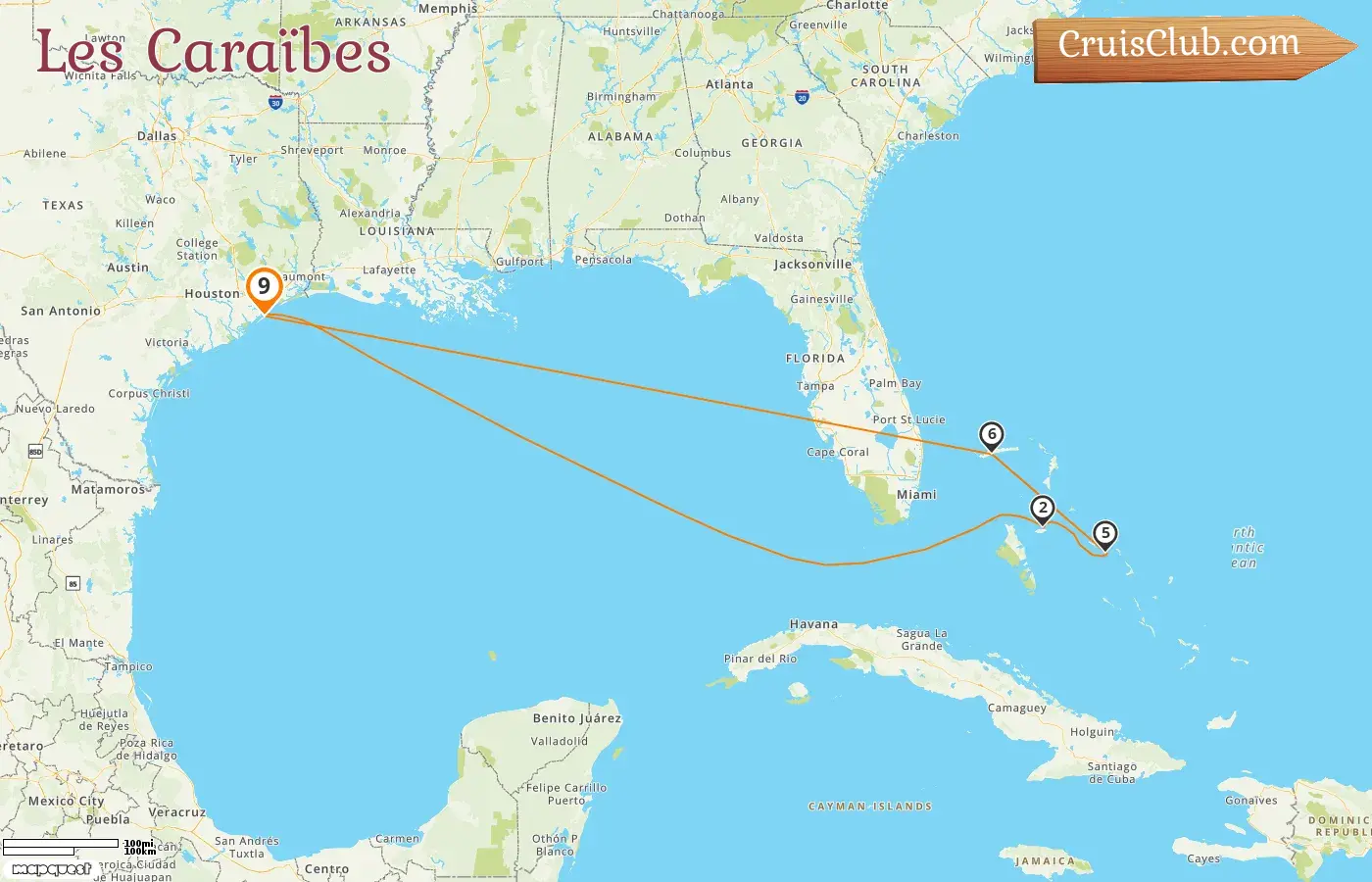 Croisière dans les Caraïbes au départ de Galveston à bord du navire Carnival Jubilee avec des escales aux États-Unis et aux Bahamas pendant 9 jours