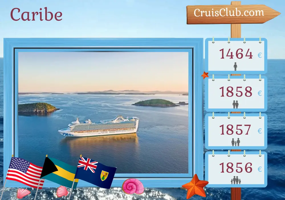 Crucero por el Caribe desde Port Canaveral / Orlando a bordo del barco Caribbean Princess con visitas a Estados Unidos, Bahamas y República Dominicana por 8 días