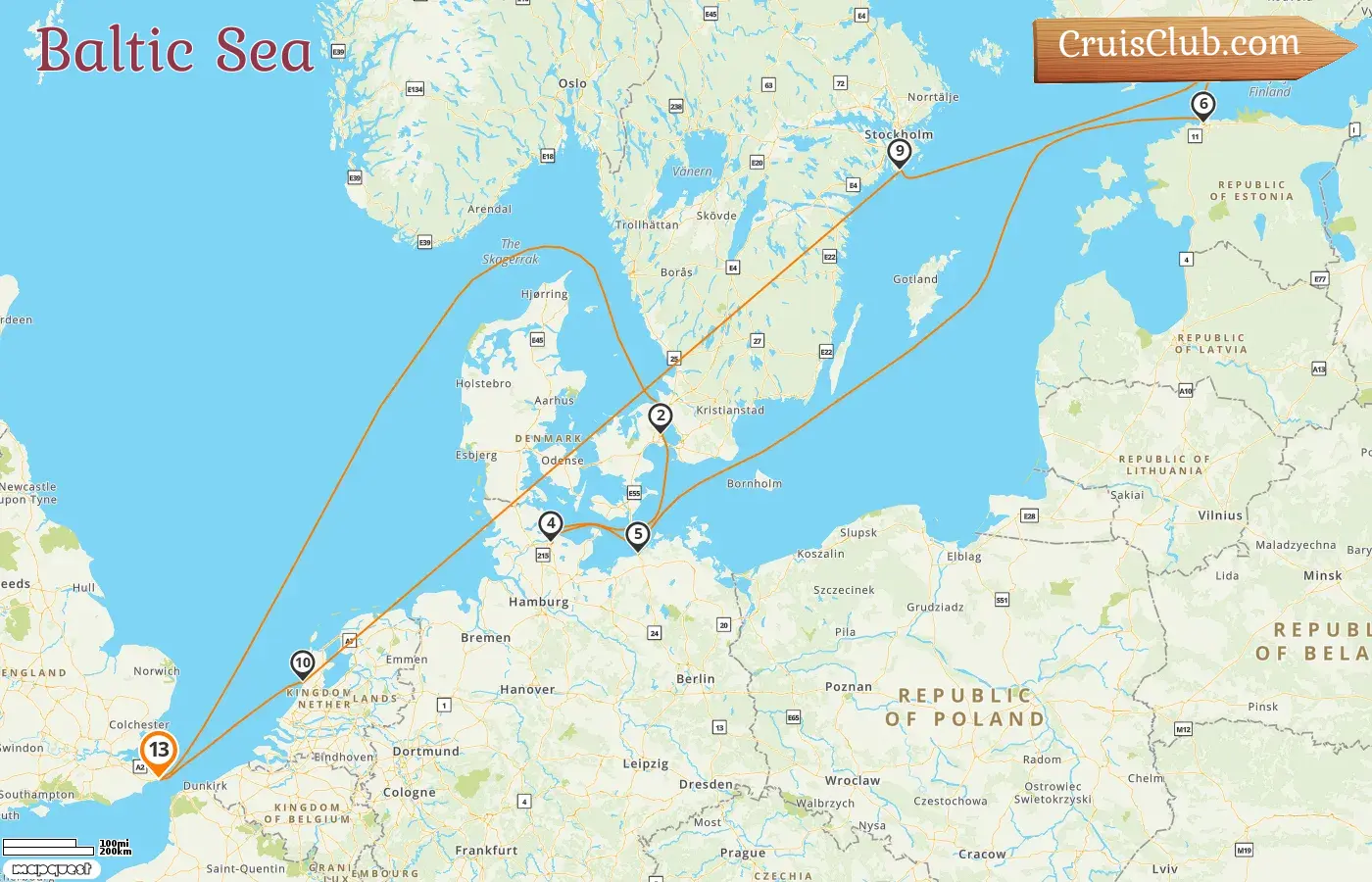 Cruise in the Baltic Sea from Dover aboard Carnival Legend ship with visits to Denmark, Germany, Estonia, Finland, Sweden, and Netherlands for 13 days
