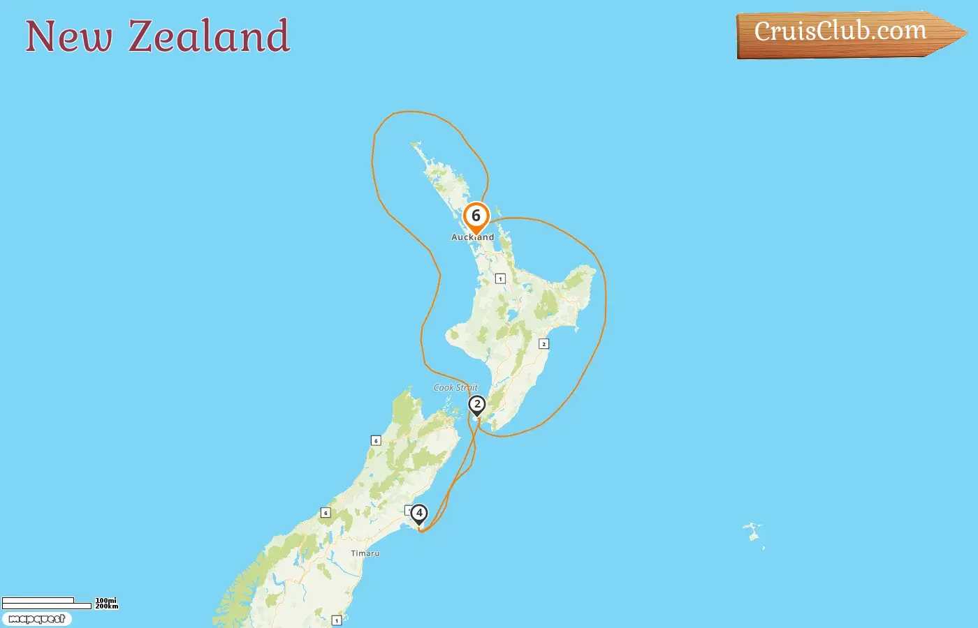 Cruise in the New Zealand from Auckland aboard Disney Wonder ship with visits to New Zealand for 6 days