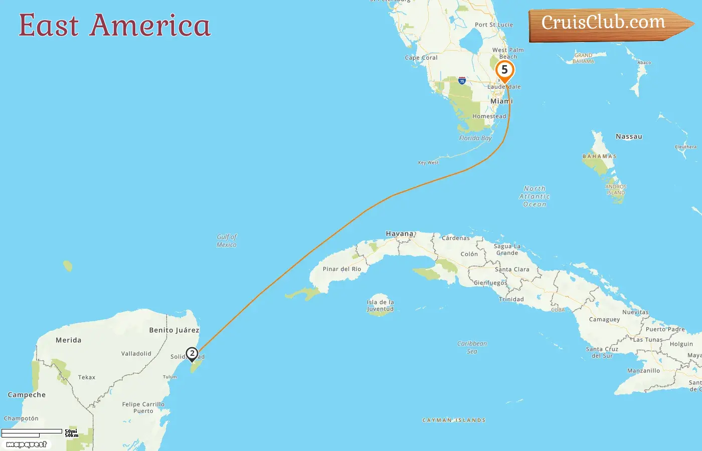 Cruise in the East America from Fort Lauderdale aboard Sun Princess ship with visits to USA and Mexico for 5 days