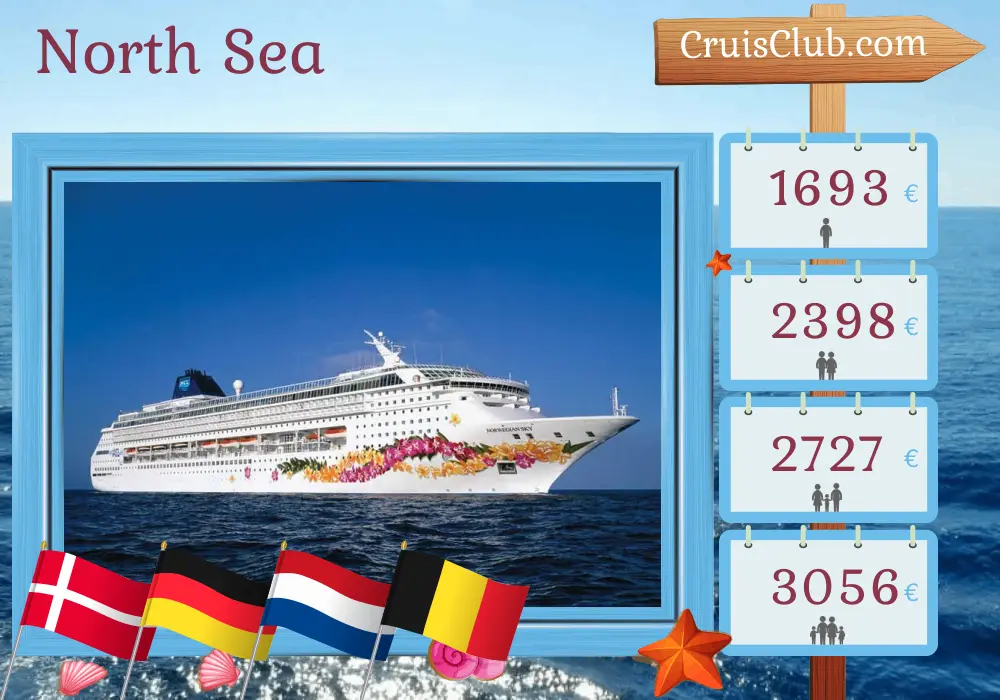 Cruise in the North Sea from Copenhagen to Southampton aboard Norwegian Sky ship with visits to Denmark, Germany, Netherlands, and Belgium for 8 days