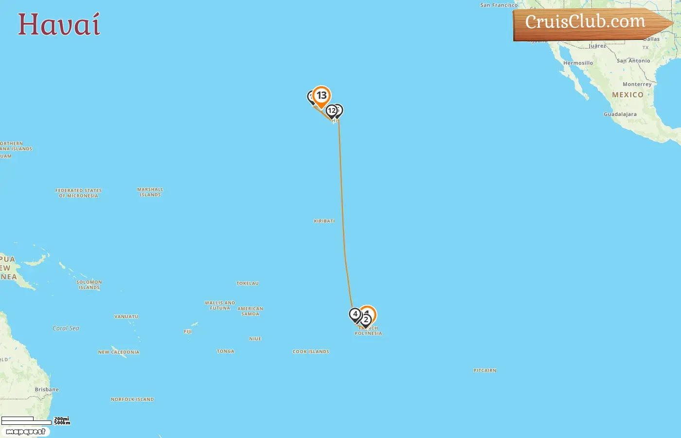 Cruzeiro no Havaí de Papeete para Honolulu a bordo do navio Norwegian Spirit com visitas à Polinésia Francesa e EUA por 13 dias