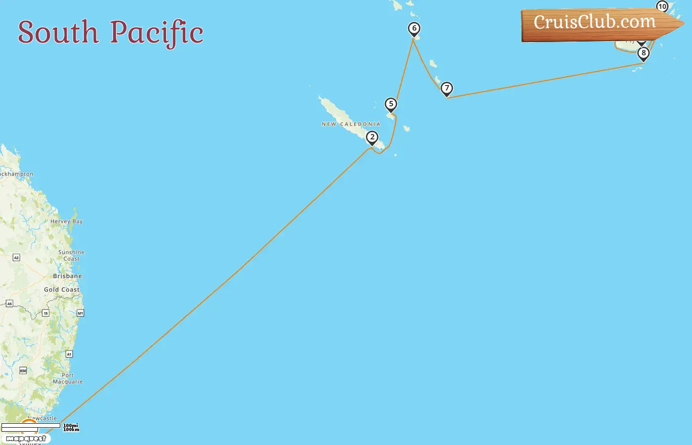 Kreuzfahrt im Südpazifik von Sydney nach Lautoka an Bord des Schiffes Norwegian Spirit mit Stopps in Australien, Neukaledonien, Vanuatu und Fidschi für 12 Tage