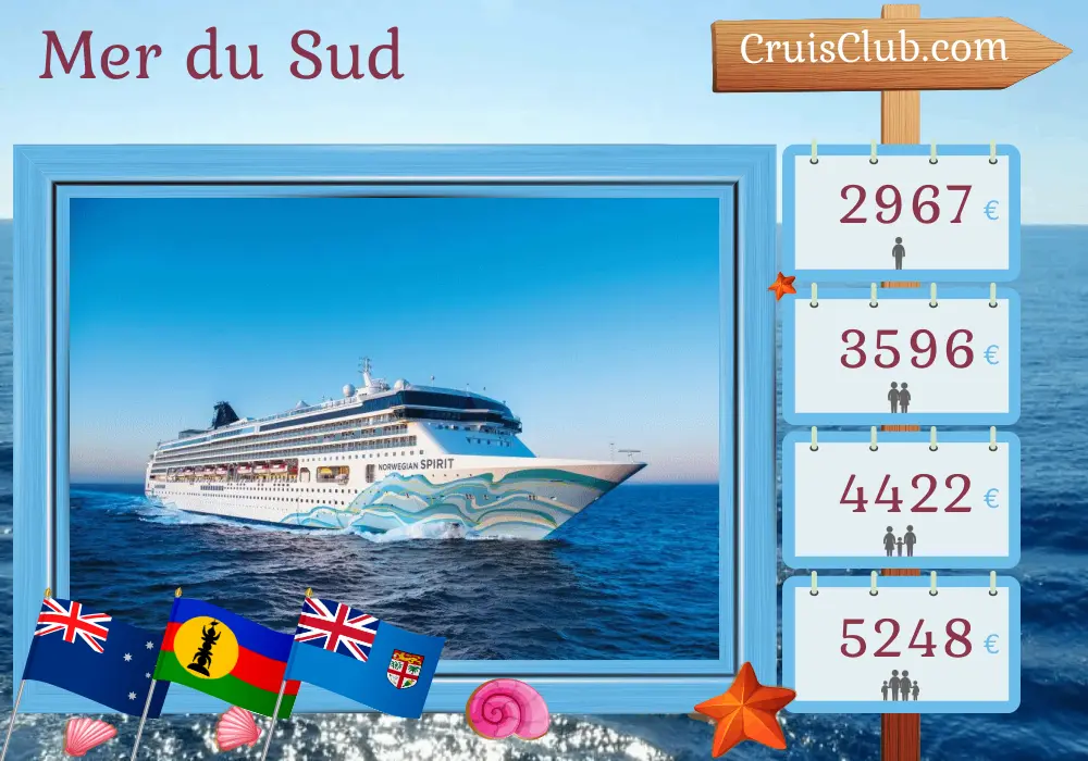 Croisière en paquebot Norwegian Spirit de Sydney à Lautoka dans le Pacifique Sud avec escales en Australie, en Nouvelle-Calédonie, au Vanuatu et aux Fidji pendant 12 jours